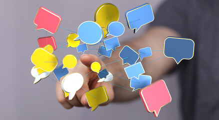 Aufkleber - Abstract image of interconnected speech bubbles, symbolizing global communication and networking.
