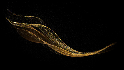 Fototapete - Abstract shiny color gold wave design element. Vector illustration. Merry Christmas and Happy New Year Background. BG for invitation and greeting card
