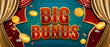 © Matakeris Creative - Big bonus jackpot text effect with coins, confetti, and curtains