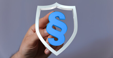 Poster - Ensure legal safeguards.  A symbol of protection and security in legal matters.