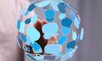Aufkleber - Illustrative image of a global communication network, showing interconnected speech bubbles.