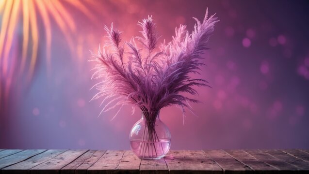 Creative layout background featuring dry flowers. Minimal summer exotic theme with ample copy space. Toned gradient image.