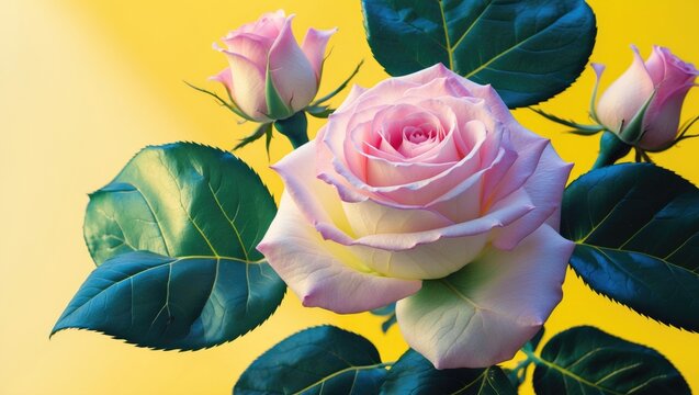 Creative artistic color rose flowers. Summer exotic theme. Dreamy atmospheric mood. Toned gradient image.