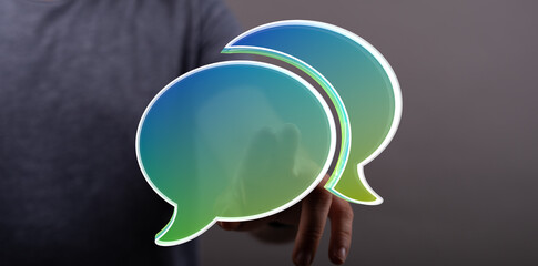 Aufkleber - Abstract image of two speech bubbles.  Concept for communication, conversation, or online chat.