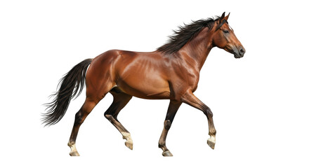 isolated brown horse walking