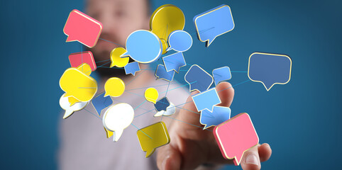 Aufkleber - Image of interconnected speech bubbles, symbolizing global communication and networking.