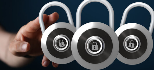 Aufkleber - Image of three padlocks symbolizing data security and protection.