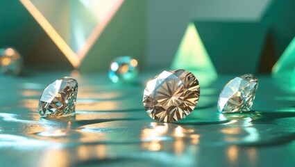 Poster - A diamond sparkling under the illumination of a prism's light.