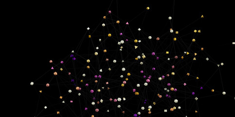 Aufkleber - Stock photo of abstract network connections.  Digital nodes and lines. Technology background.