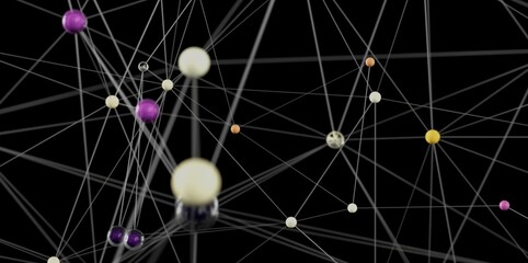 Aufkleber - Image of interconnected spheres symbolizing global networks, data flow, and communication.