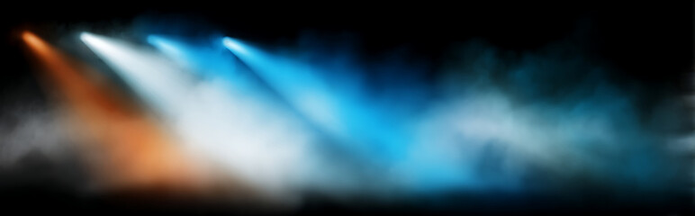 Wall Mural - Dynamic concert light beams in abstract formation with vibrant color gradients and dramatic directional lighting on dark atmospheric background, artistic interpretation of chaos and energy.