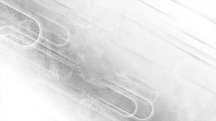 Aufkleber - White and grey grunge lines abstract retro tech background. Seamless looping geometric motion design. Video animation Ultra HD 4K 3840x2160