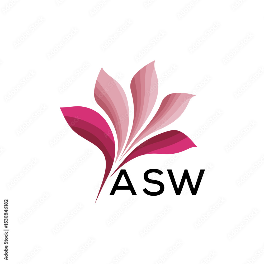 Asw Icon ASW Abstract Pink Floral Logo Design – Modern Petal Icon for Beauty ...