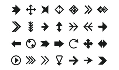 Poster - Collection of black arrow icons and symbols