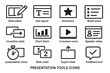 © Iryna - Presentation tools icons: slide editor, title layout, animation, and more