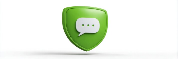 Poster - Shield Wall Protecting Online Chat Bubble in a Clean, Modern Virtual Environment During Daytime