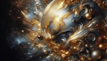 Wall Mural - Gold and Silver Space Metallic colors used to create a luxurious