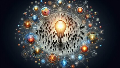 Wall Mural - Represents Creativity Collaborative networks distributed innovat
