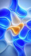 Aufkleber - Colorful abstract design showcasing smooth curves and fluid shapes in shades of blue and orange. This vibrant artwork brings energy and depth to a contemporary space