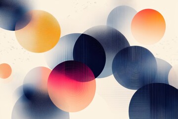 Aufkleber - Artistic rendering showing an arrangement of colored circles in red, orange, and dark navy blue overlapping each other on a white surface with subtle line textures