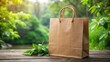 © Muhammad - Brown paper shopping bag with green leaves, isolated