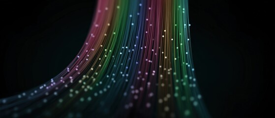 Poster - Dynamic flow of colorful light streams abstract digital art modern design dark background artistic viewpoint technology concept
