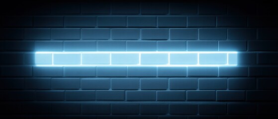 Poster - Illuminated neon light on brick wall urban setting digital art nighttime close-up view modern aesthetic for creative projects