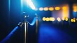 © aref - Exclusive event entrance with blue velvet rope and illuminated blurred background