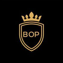 Poster - Initial BOP Letter Linked Logo for business and company identity. Modern BOP Letter Logo Vector Template with modern trendy golden logo.
