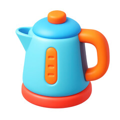 Poster - Colorful 3d cartoon electric kettle icon with transparent background, perfect for your projects