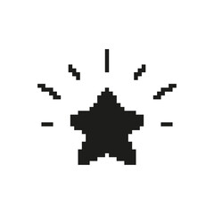 Fototapete - Pixelated Star With Sparkles Icon. Achievement, Success, And Reward Symbol. Retro Gaming And Digital Art Style. Isolated Vector Illustration