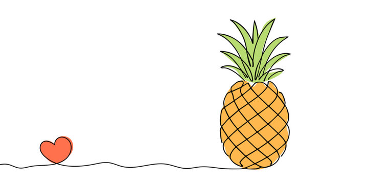 Continuous One-Line Drawing of a Pineapple - Minimalist Tropical Fruit Art