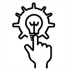 Poster - Hand clicking light bulb inside gear icon isolated on white background