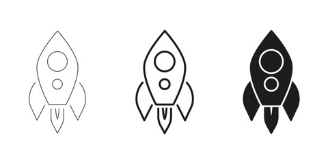 Fototapete - Rocket Ship Icons In Line, Outline, And Glyph Icon Set. Space Exploration And Innovation Symbol Collection. Technology, Startup, And Futuristic Themes. Isolated Vector Illustration