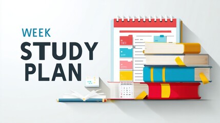Poster - Effective Study Plan Infographic Showcasing a Clear Weekly Schedule Featuring Icons and a Clean Academic Style for Organized Learning