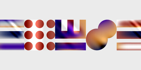 Poster - Abstract composition featuring geometric shapes, vibrant colors, plus blurred effects. Minimalist design with focus on form, texture, contrast.