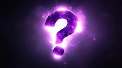 Poster - Glowing purple question mark with dark mysterious background