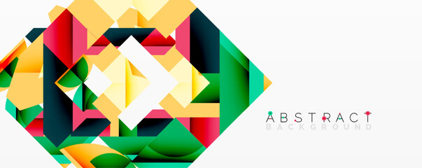 Aufkleber - Geometric shapes overlap, creating vibrant abstract composition. Colors blend, forming modern design element. White space provides contrast.