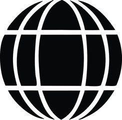 Poster - Simple black and white globe icon representing global connectivity and international reach