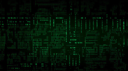 Abstract green digital data pattern representing modern technology, data encryption, and secure digital information systems for futuristic designs