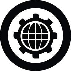 Poster - Global gear system icon black and white design graphic