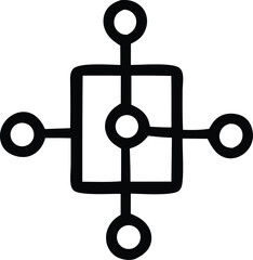 Poster - Abstract black and white diagram showing interconnected nodes and central hub