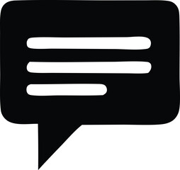 Poster - Black speech bubble icon with three lines of text representing a message or comment