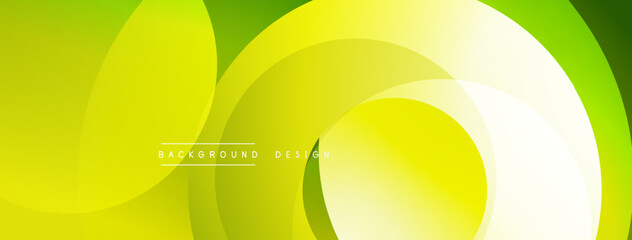 Poster - Abstract yellow design features overlapping circles, gradients. Modern, dynamic composition suitable for banners, backgrounds.