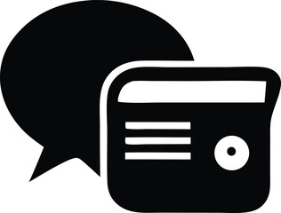Poster - Communication and news bulletin icon a black and white graphic representation