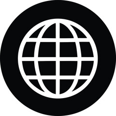 Poster - Black circle enclosing a white globe icon representing global connectivity