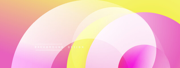 Fototapete - Abstract background features overlapping circles. Colors blend from yellow, pink, to peach. Modern design, smooth gradients create visual interest.