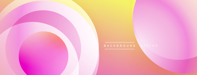 Fototapete - Abstract background features overlapping circles, gradient colors. Yellow, orange, pink hues create modern visual effect. Simple design.