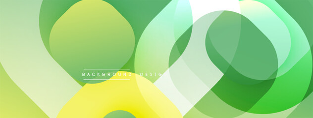 Fototapete - Abstract design features overlapping circles, gradients. Colors include yellow, green, white. Modern aesthetic, simple composition.