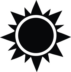 Poster - A striking black and white sun icon with sharp points and a bold outline